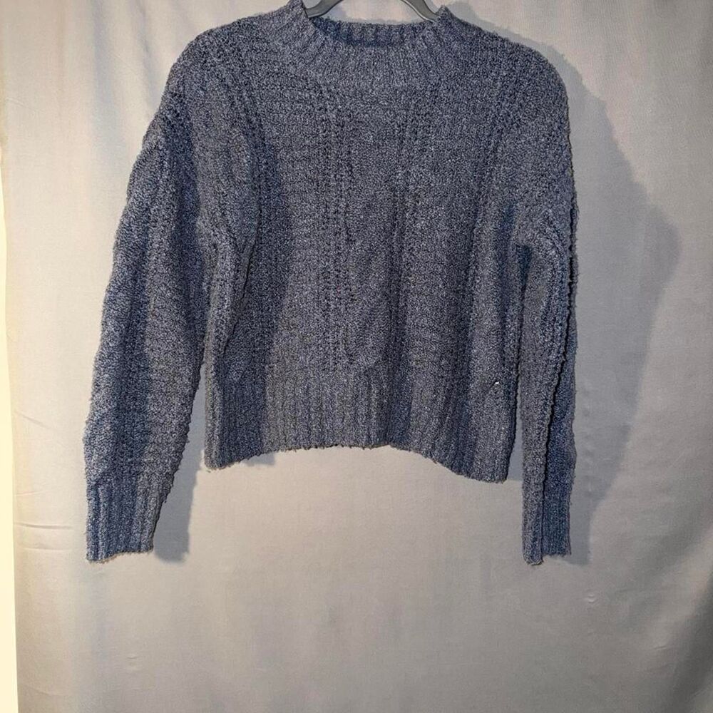 Pink Rose blue cable knit sweater
